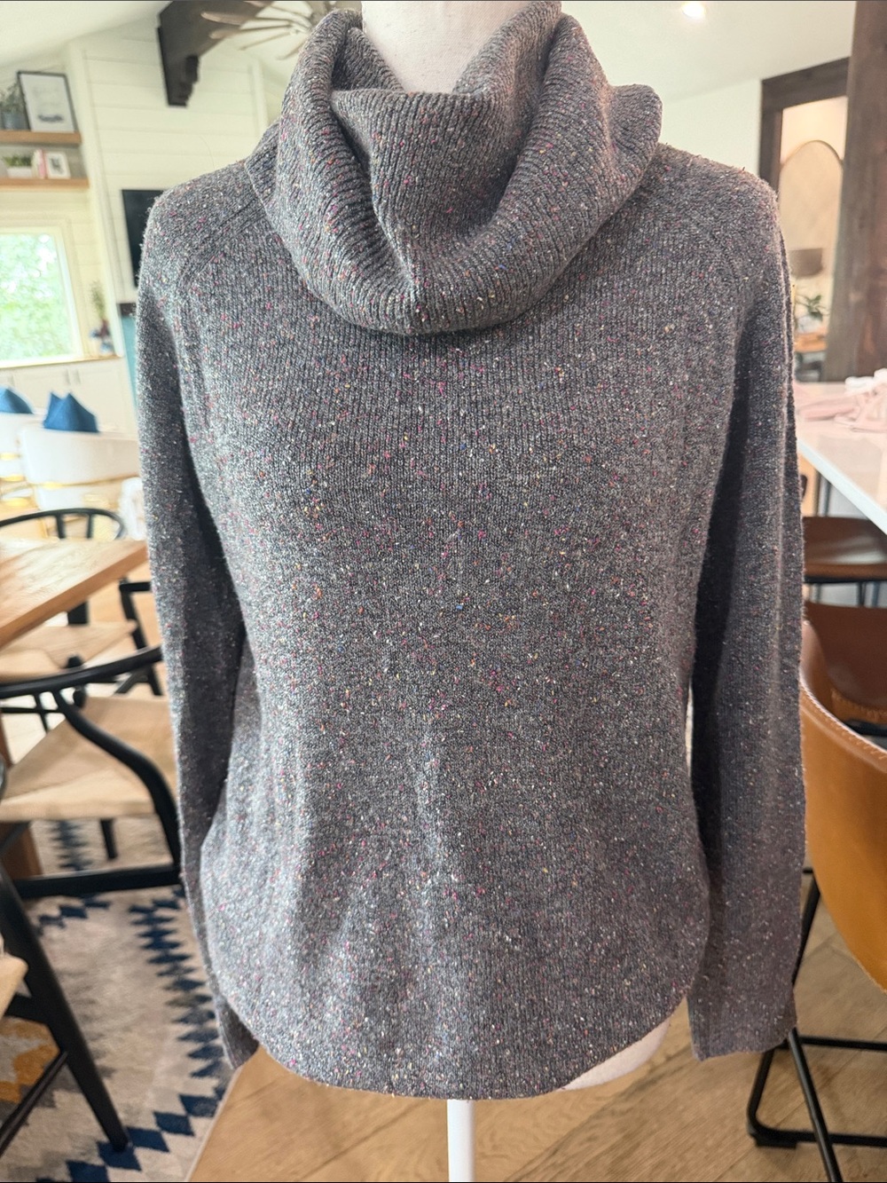 Cozy Speckled Cowl Neck Sweater - Gray and multicolored XS Autumn